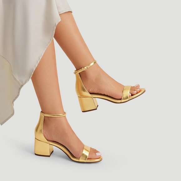 Dream Pairs Women's Gold-metallic Chunky Block Heel Ankle Strap Sandals Shoes - Picture 7 of 7